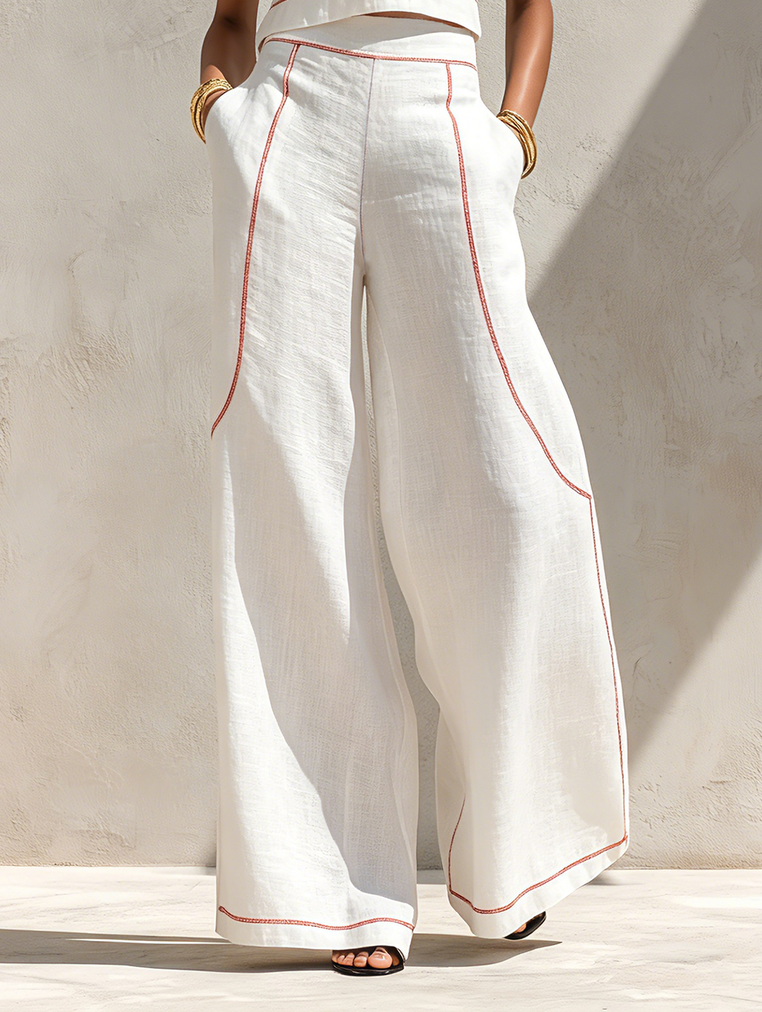 Teagan™ | Elegant Contrast-Stitched Two-Piece Pants Set