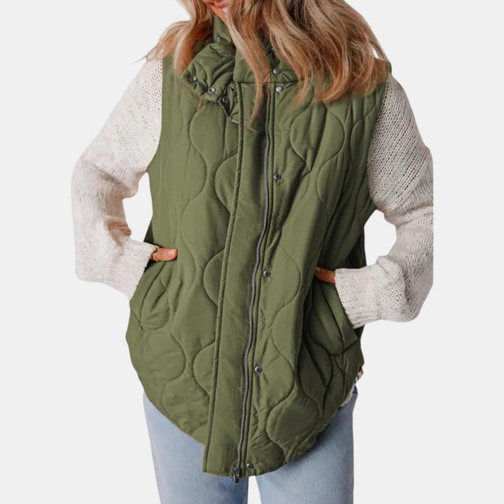 Autumn™ | Quilted Zip Front Snap Button Puffer Vest