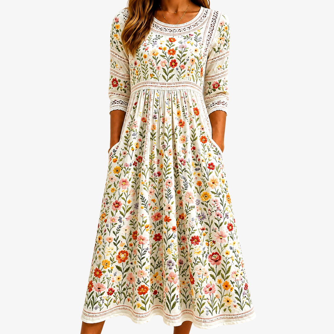 Reese™ | Floral Puff Sleeve Midi Dress