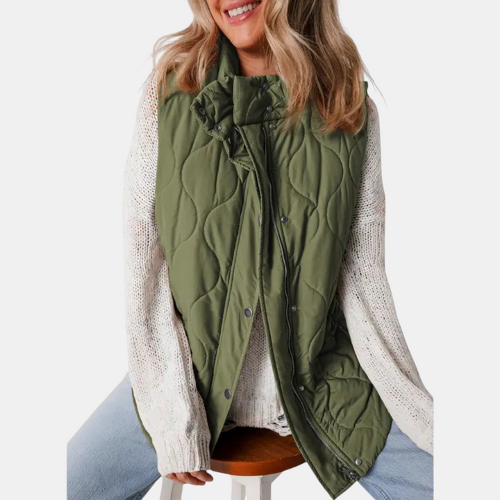 Autumn™ | Quilted Zip Front Snap Button Puffer Vest