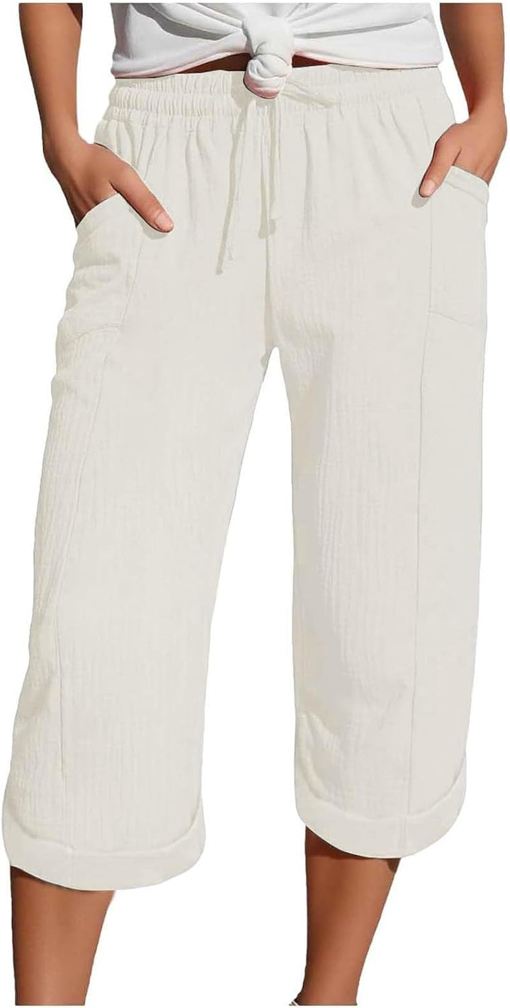 Caliora™ | Lightweight 3/4 Elastic Waist Drawstring Capri Pants