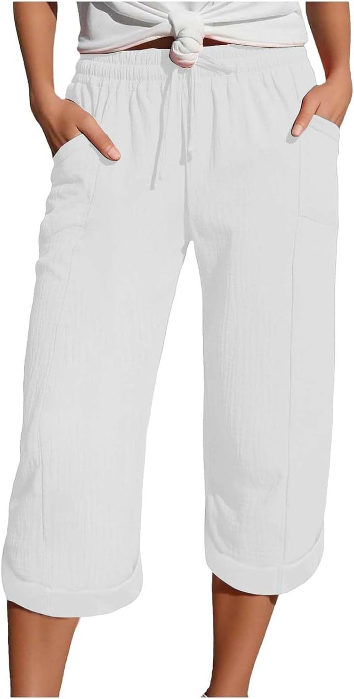 Caliora™ | Lightweight 3/4 Elastic Waist Drawstring Capri Pants