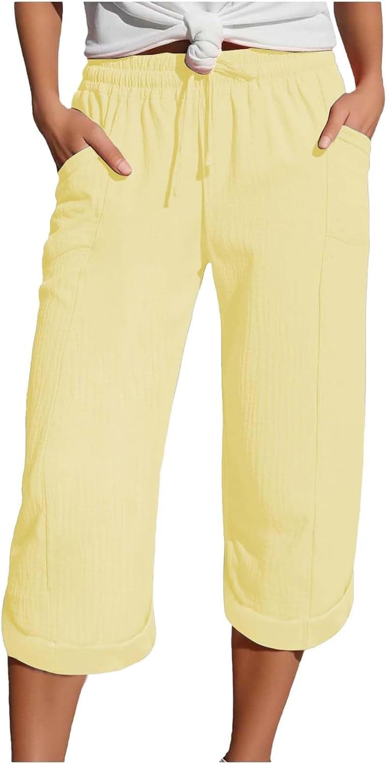 Caliora™ | Lightweight 3/4 Elastic Waist Drawstring Capri Pants