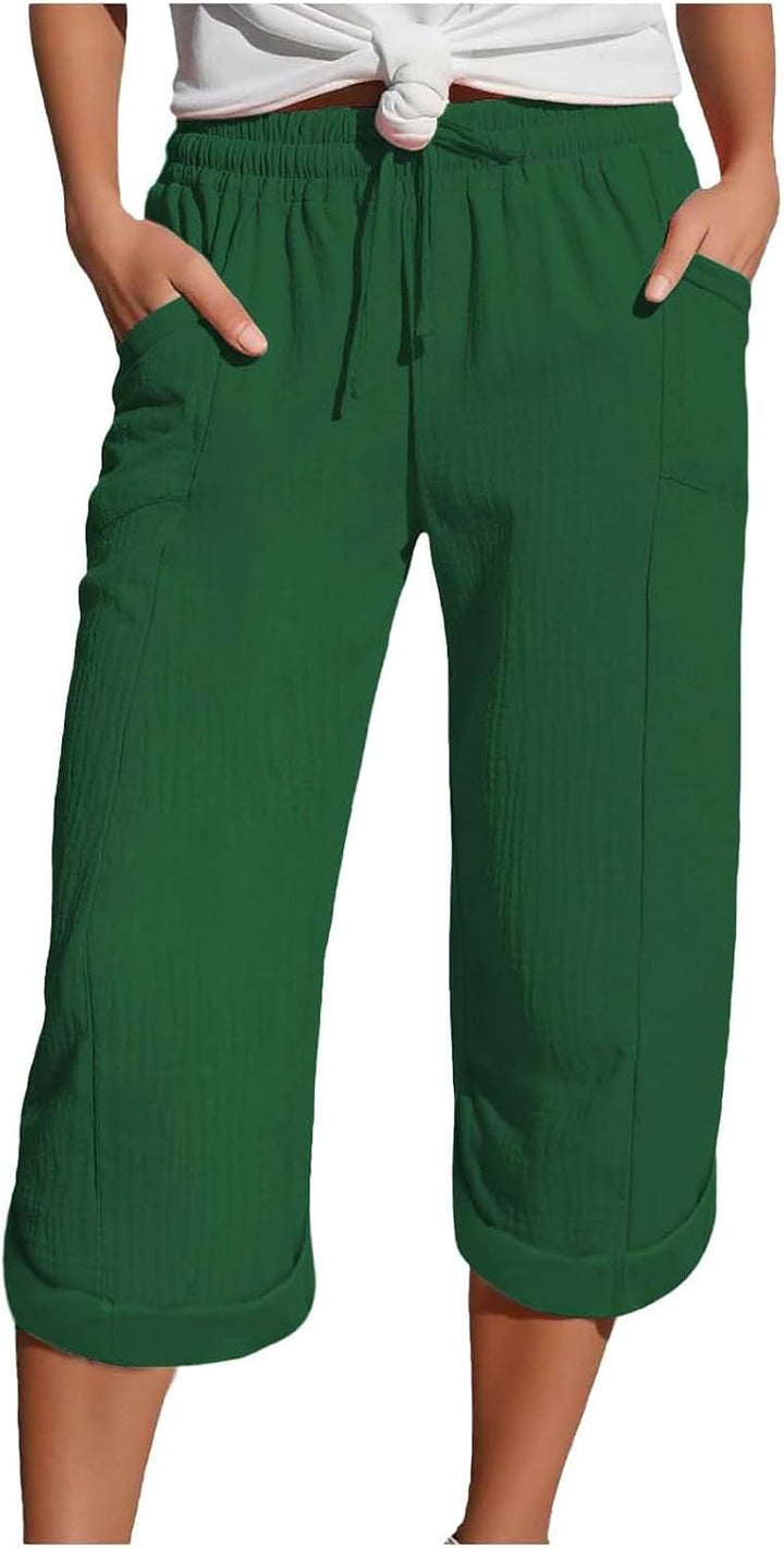 Caliora™ | Lightweight 3/4 Elastic Waist Drawstring Capri Pants