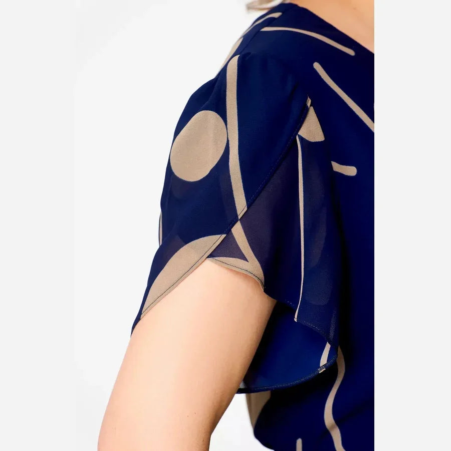 Ivy™ | Navy Polka Dot Print Midi Dress