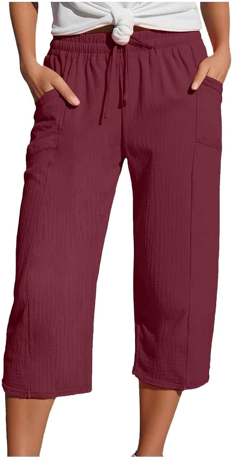 Caliora™ | Lightweight 3/4 Elastic Waist Drawstring Capri Pants