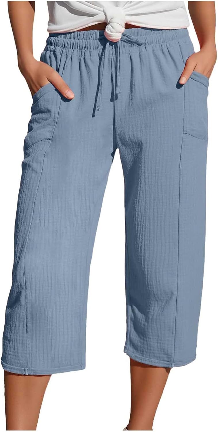 Caliora™ | Lightweight 3/4 Elastic Waist Drawstring Capri Pants