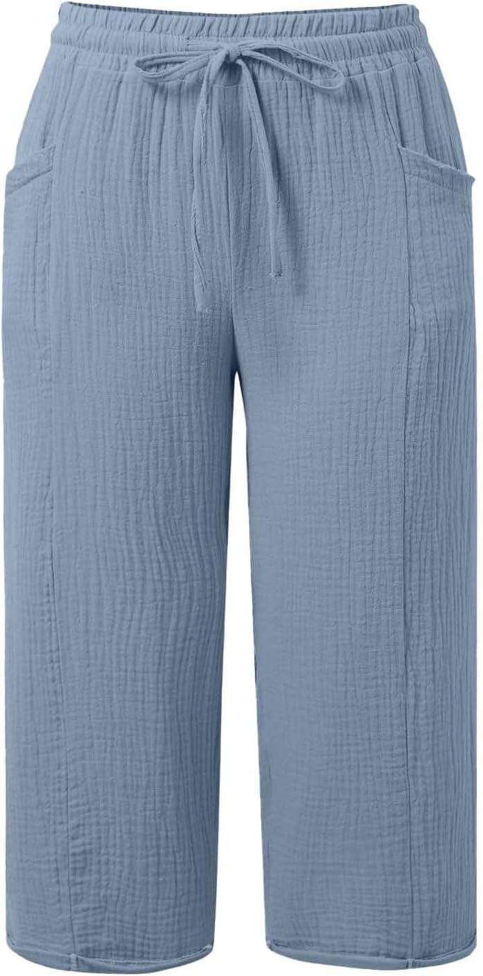 Caliora™ | Lightweight 3/4 Elastic Waist Drawstring Capri Pants