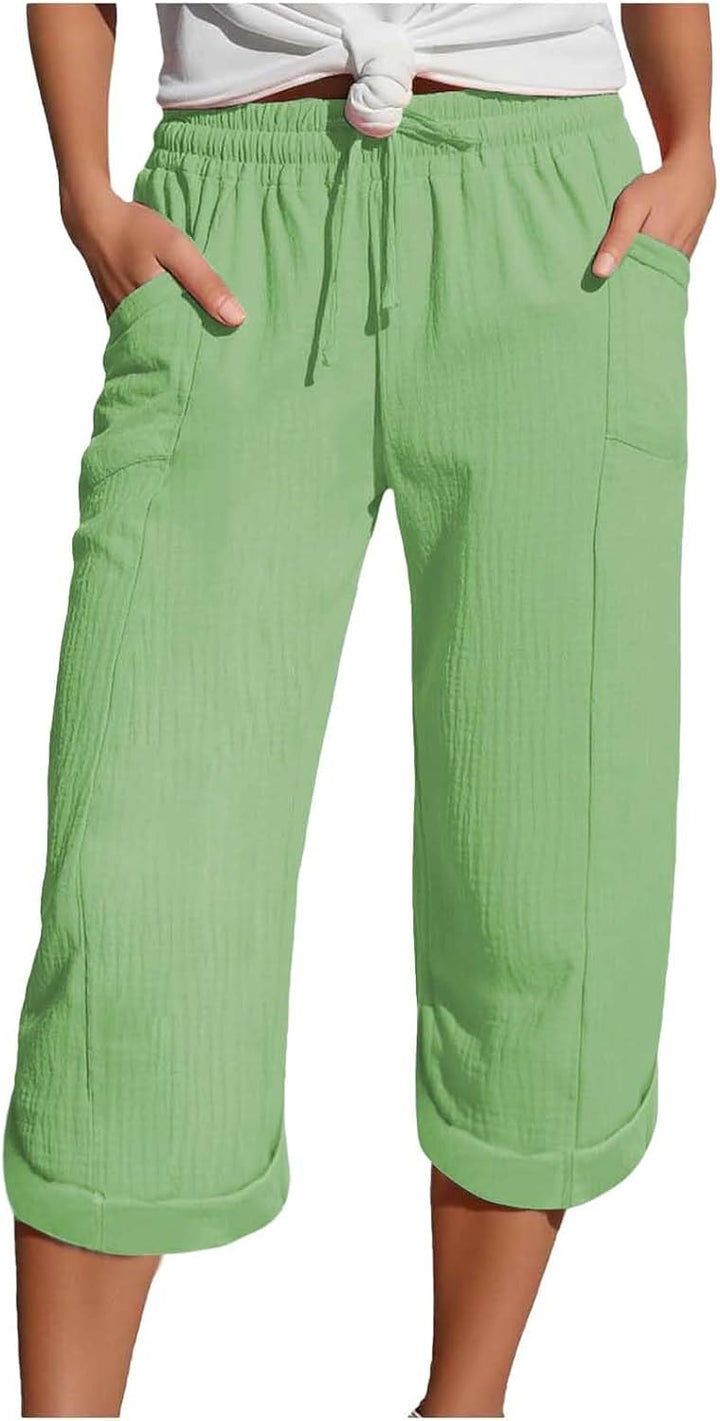 Caliora™ | Lightweight 3/4 Elastic Waist Drawstring Capri Pants