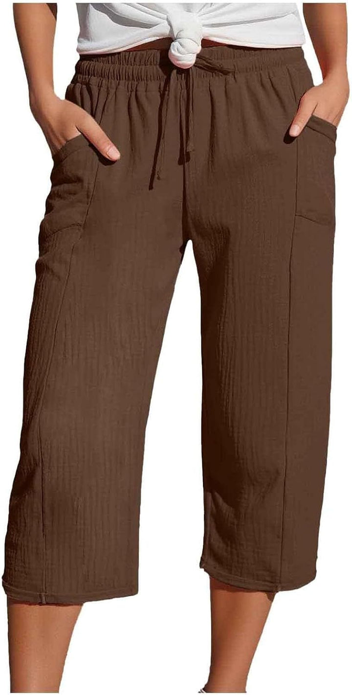 Caliora™ | Lightweight 3/4 Elastic Waist Drawstring Capri Pants