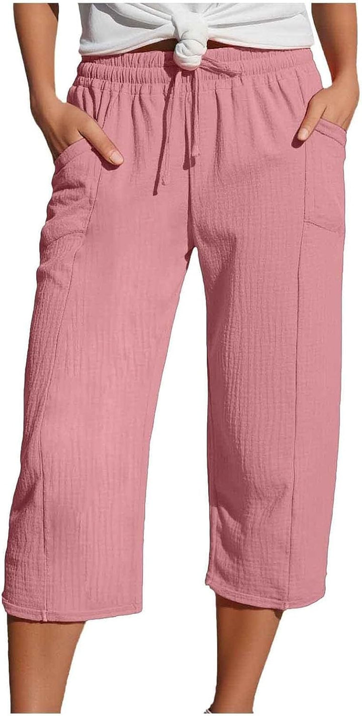 Caliora™ | Lightweight 3/4 Elastic Waist Drawstring Capri Pants