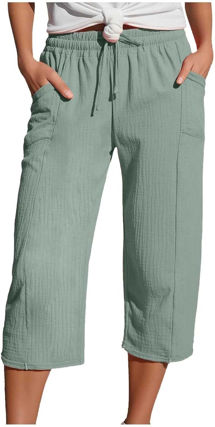 Caliora™ | Lightweight 3/4 Elastic Waist Drawstring Capri Pants