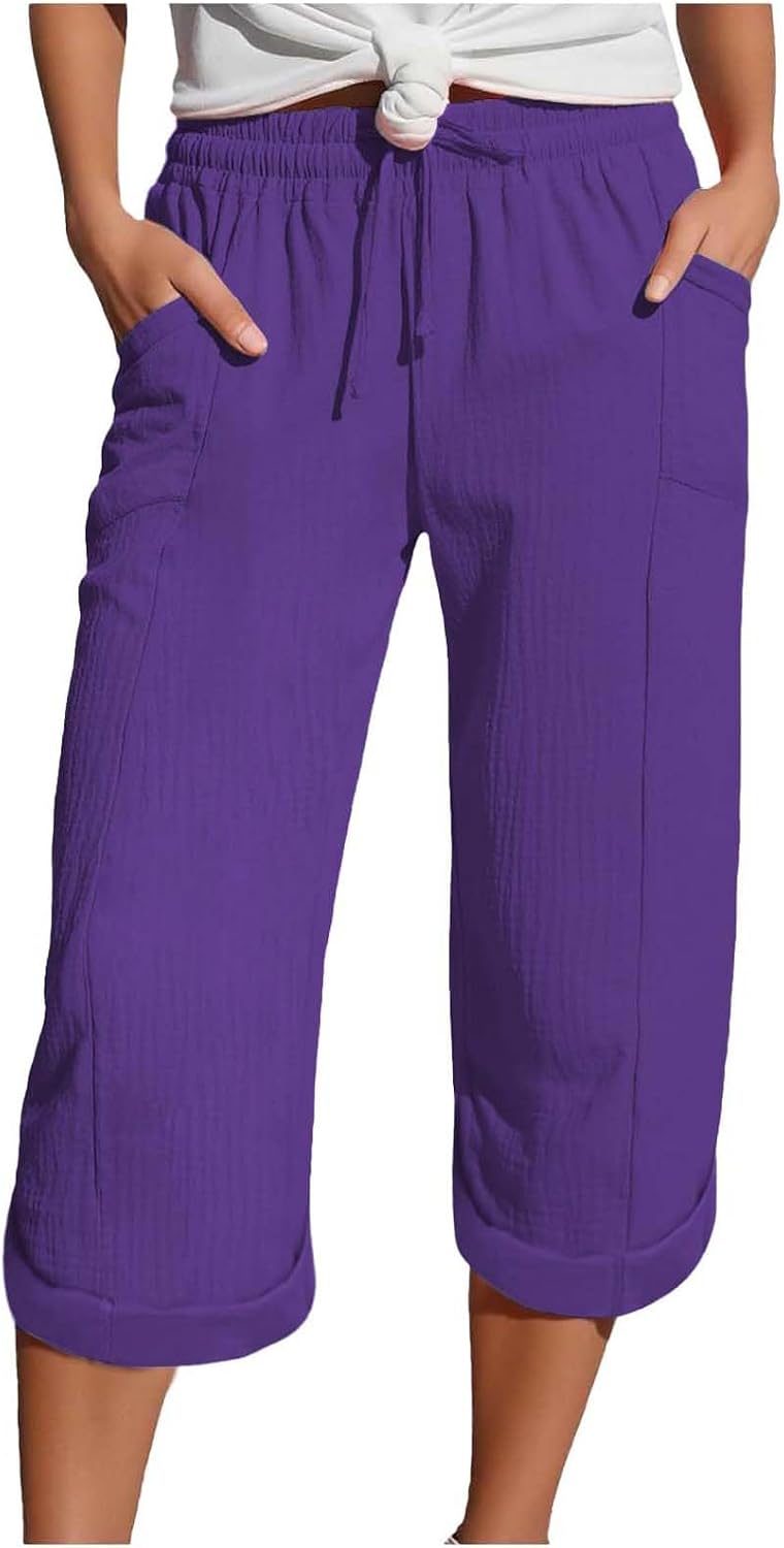 Caliora™ | Lightweight 3/4 Elastic Waist Drawstring Capri Pants