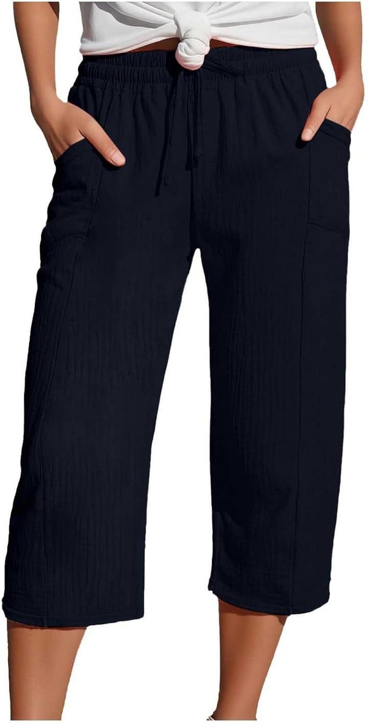 Caliora™ | Lightweight 3/4 Elastic Waist Drawstring Capri Pants