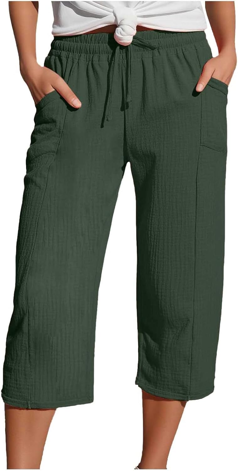 Caliora™ | Lightweight 3/4 Elastic Waist Drawstring Capri Pants