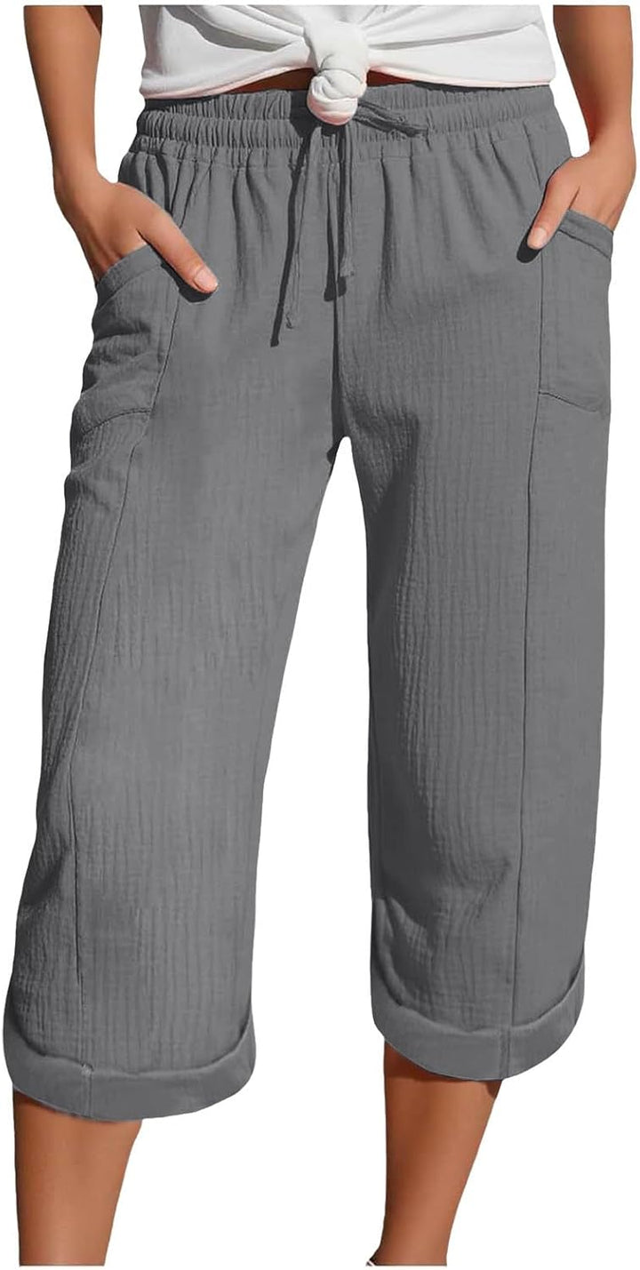 Caliora™ | Lightweight 3/4 Elastic Waist Drawstring Capri Pants