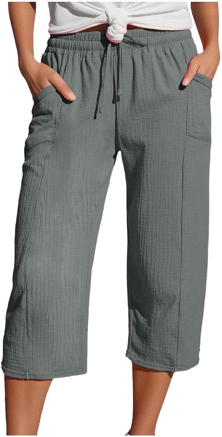 Caliora™ | Lightweight 3/4 Elastic Waist Drawstring Capri Pants