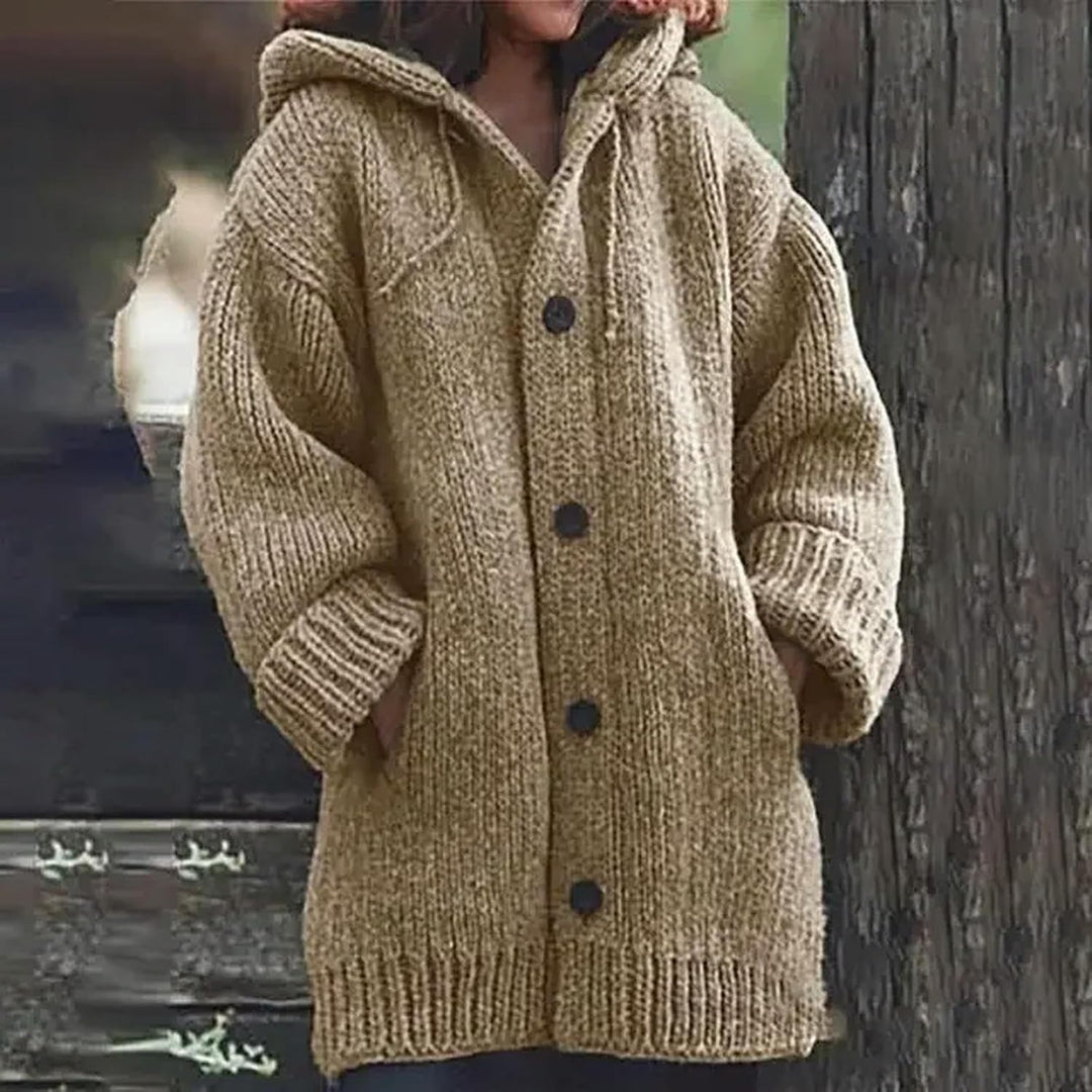 Rachel™ | Hooded Button-Front Knit Cardigan