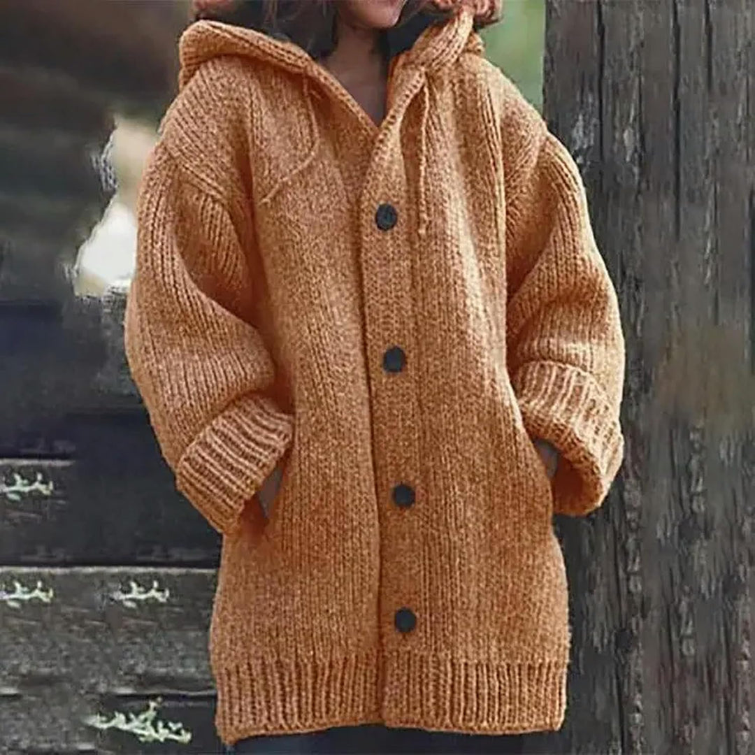 Rachel™ | Hooded Button-Front Knit Cardigan