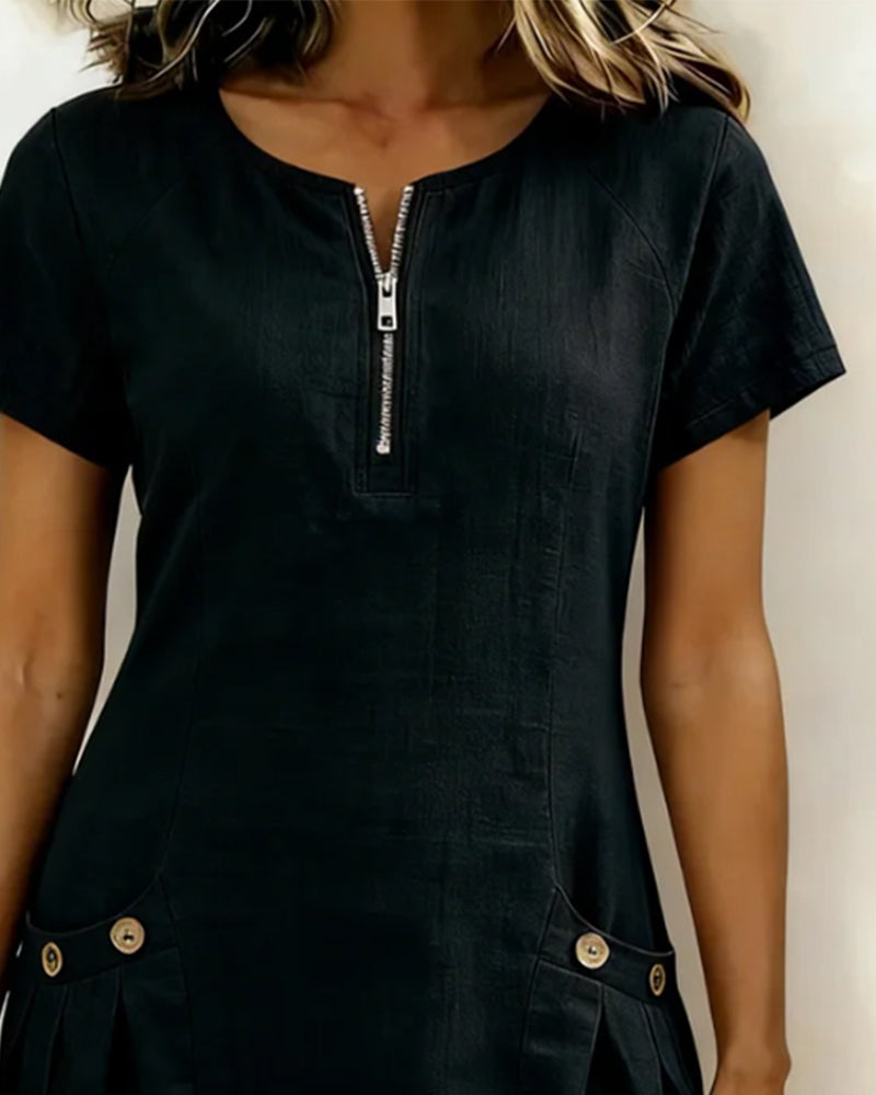 Aisley™ | Zip-Front Casual Dress