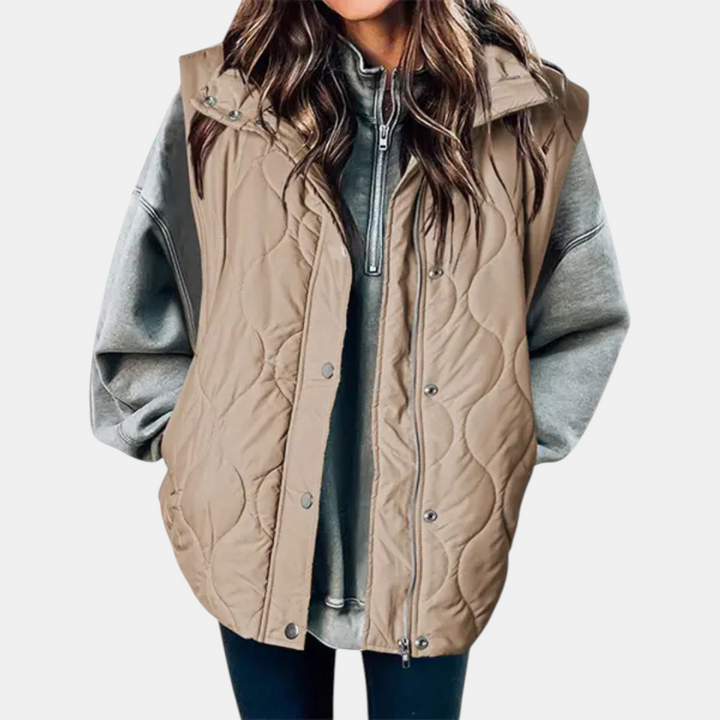 Autumn™ | Quilted Zip Front Snap Button Puffer Vest