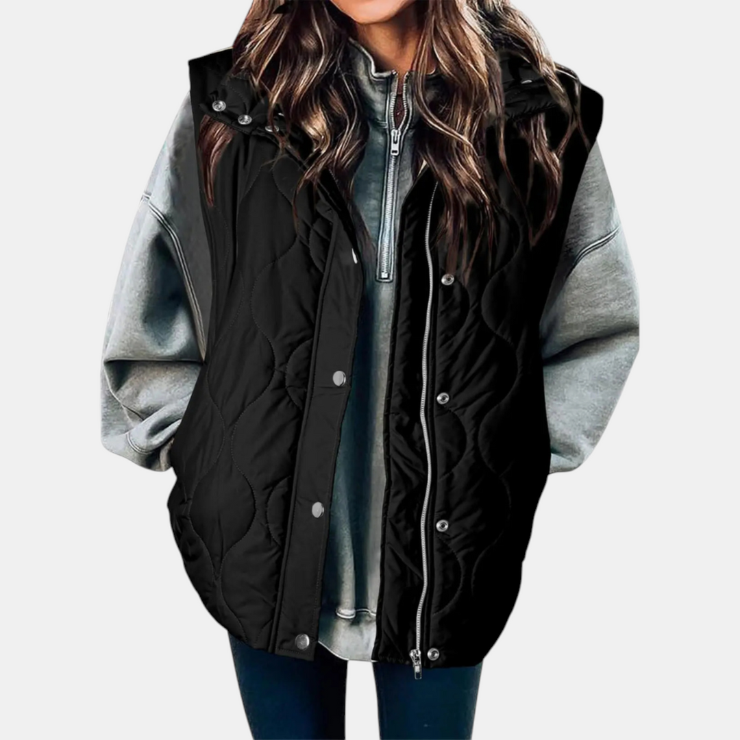 Autumn™ | Quilted Zip Front Snap Button Puffer Vest