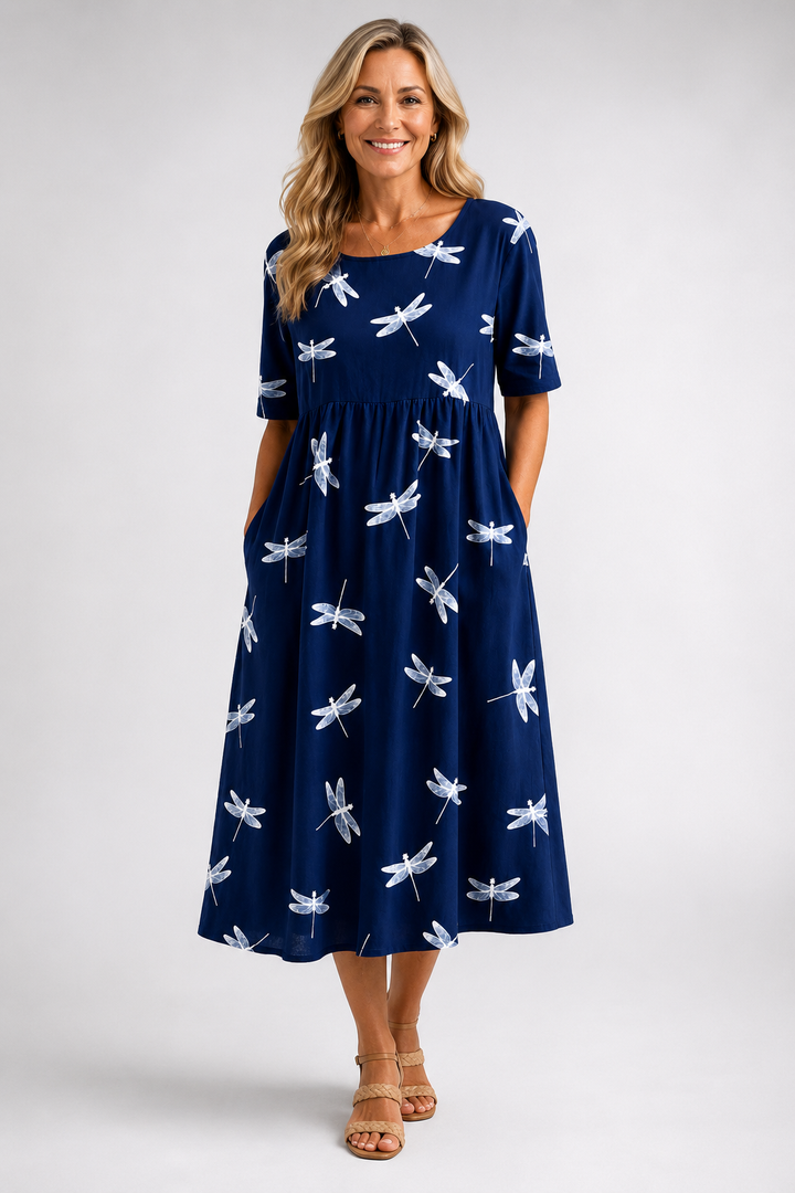 Evelina-Dragonfly Midi Dress