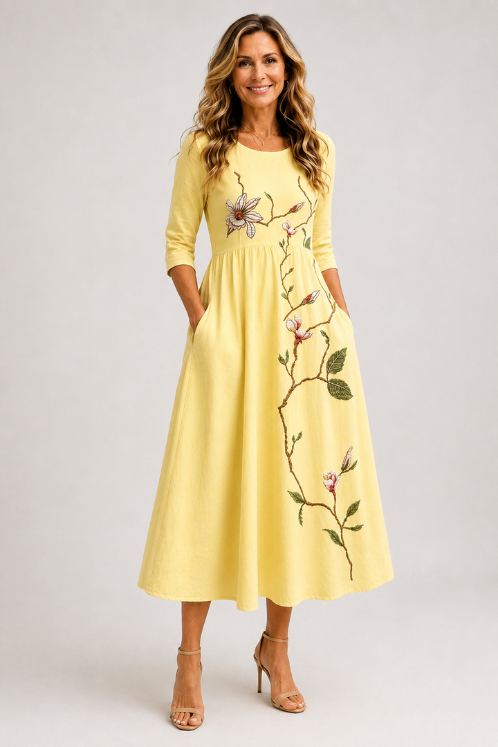Aurelia-Embroidered Midi Dress