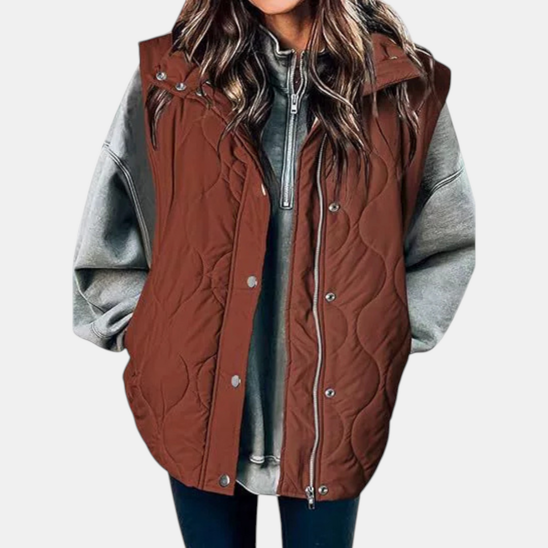 Autumn™ | Quilted Zip Front Snap Button Puffer Vest