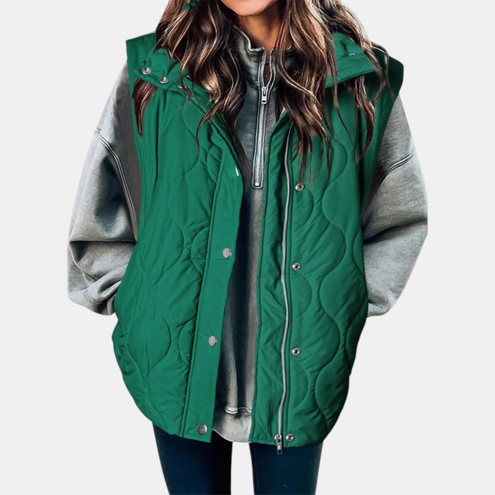 Autumn™ | Quilted Zip Front Snap Button Puffer Vest