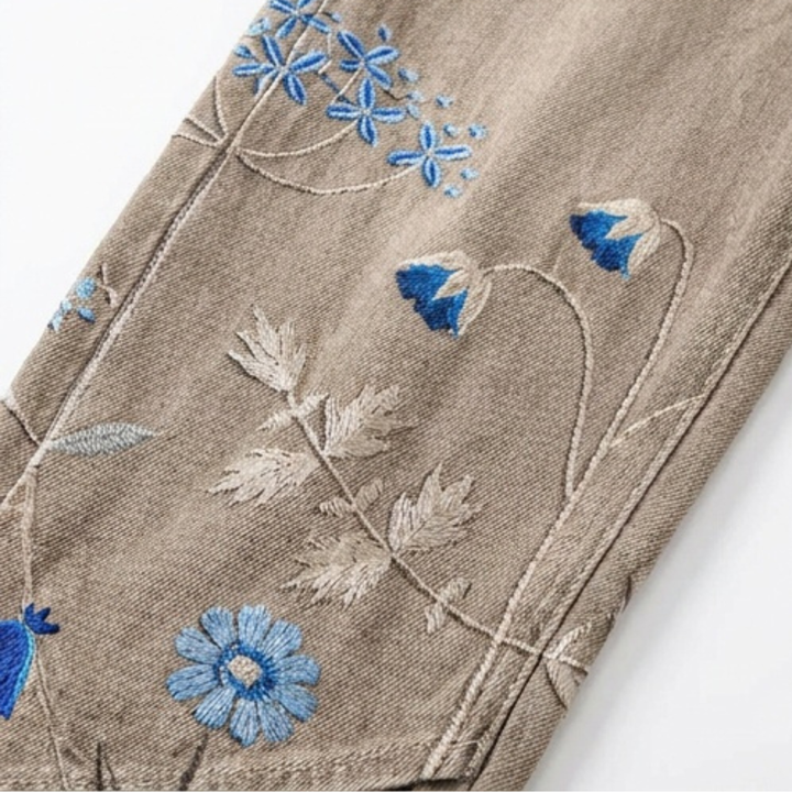 Emma™ | Embroidered Wide-Leg Tulip Hem Jeans