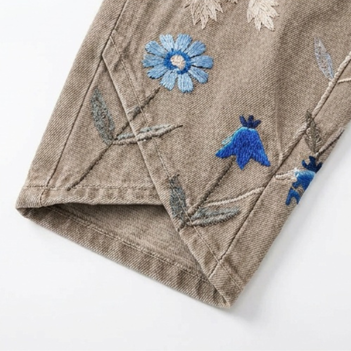 Emma™ | Embroidered Wide-Leg Tulip Hem Jeans