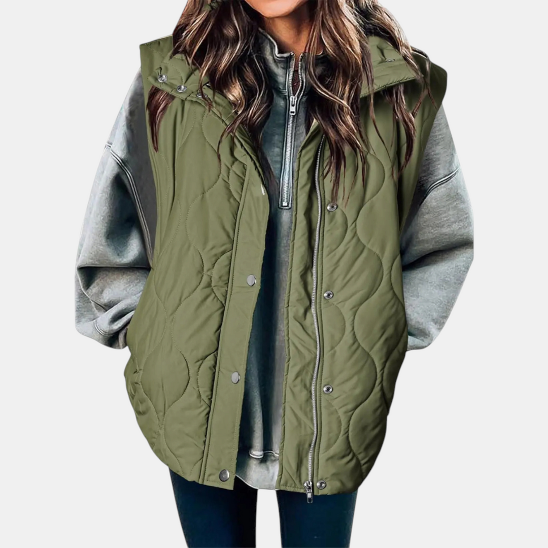 Autumn™ | Quilted Zip Front Snap Button Puffer Vest