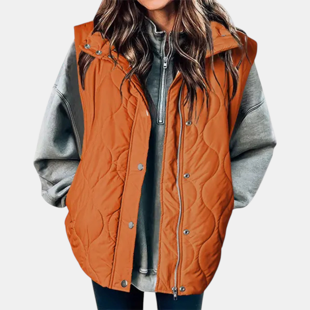 Autumn™ | Quilted Zip Front Snap Button Puffer Vest