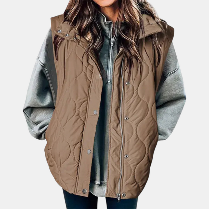 Autumn™ | Quilted Zip Front Snap Button Puffer Vest