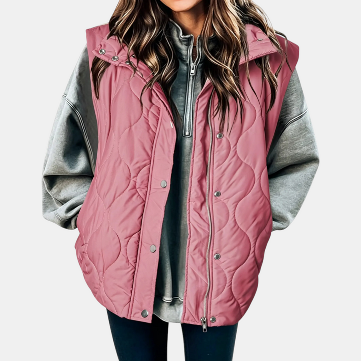 Autumn™ | Quilted Zip Front Snap Button Puffer Vest