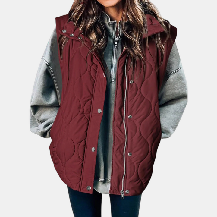 Autumn™ | Quilted Zip Front Snap Button Puffer Vest