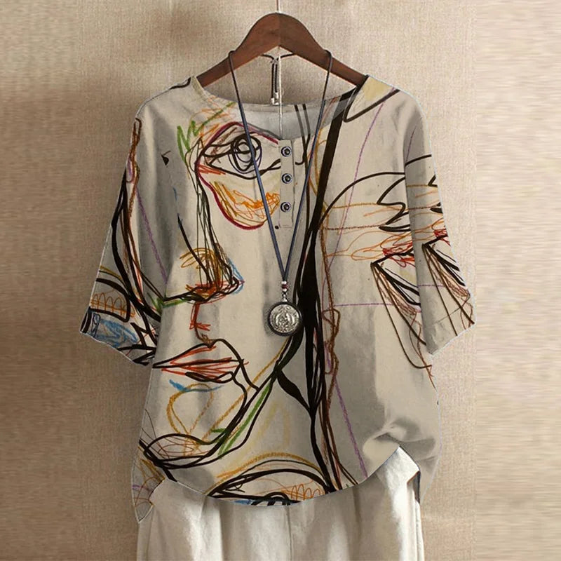 Samantha™ | Vintage Floral Print Blouse