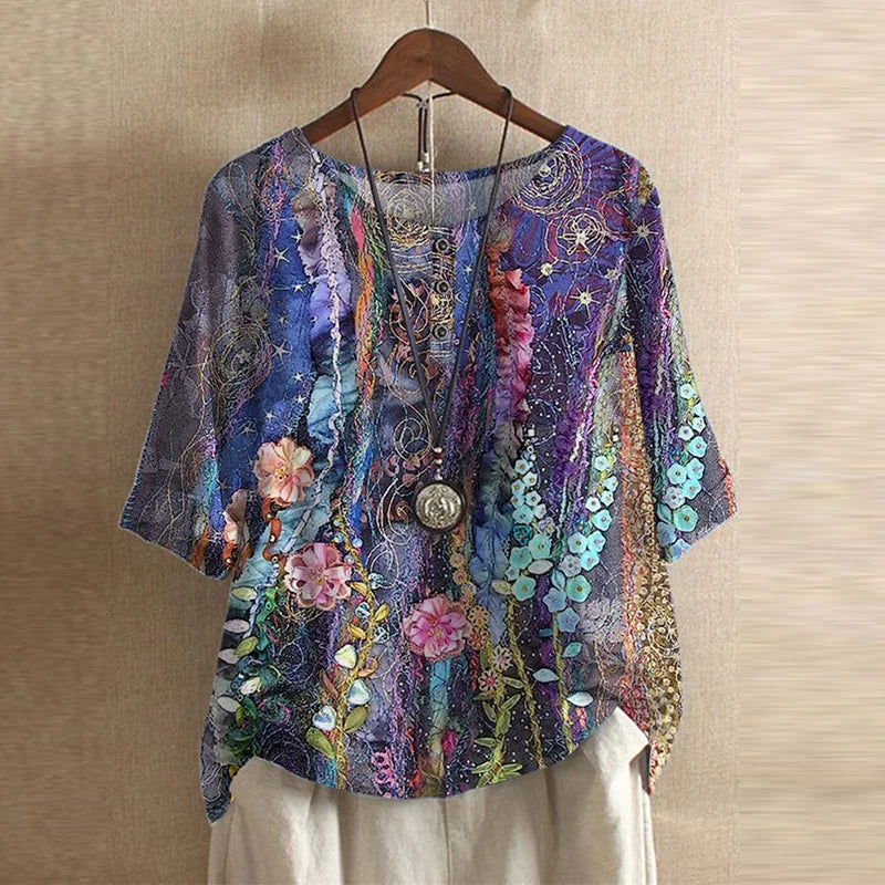 Samantha™ | Vintage Floral Print Blouse