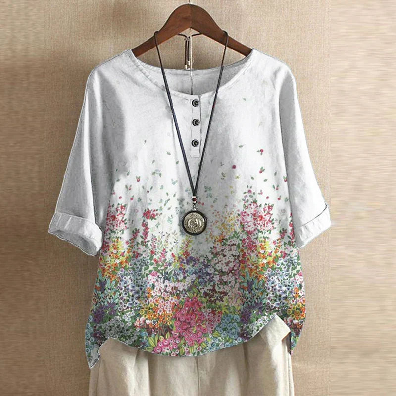 Samantha™ | Vintage Floral Print Blouse