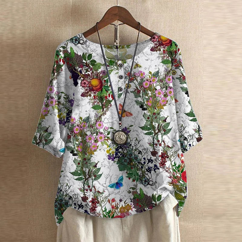 Samantha™ | Vintage Floral Print Blouse