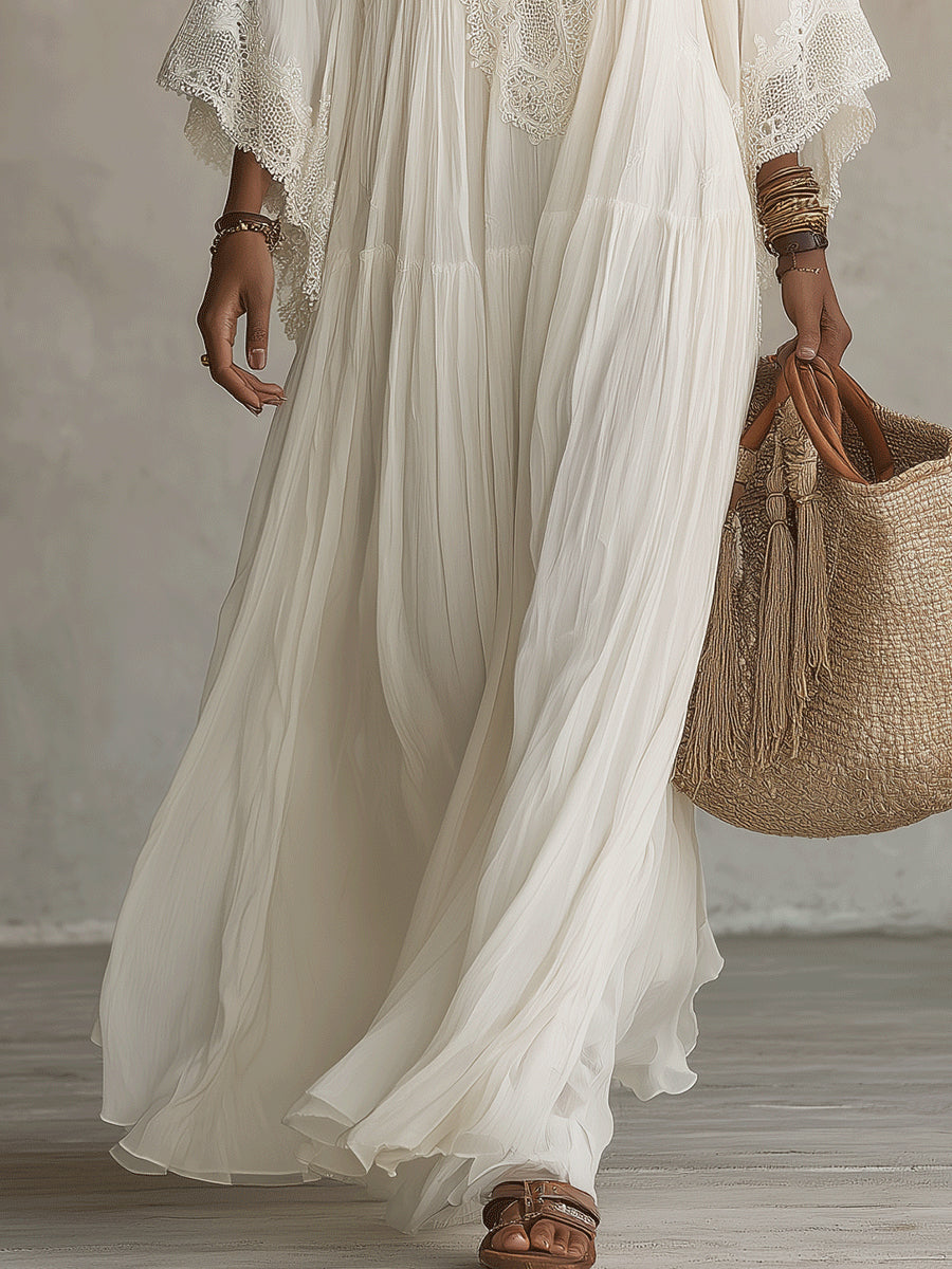 Lunara™ | Sky Blue Boho Maxi Dress