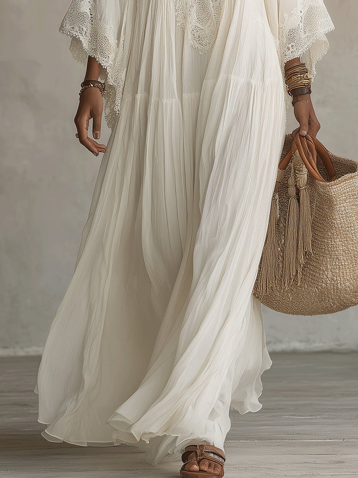 Lunara™ | Sky Blue Boho Maxi Dress