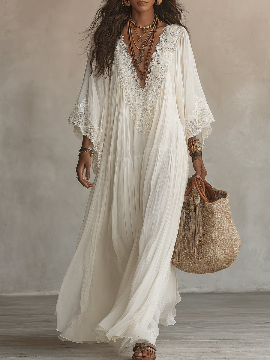 Lunara™ | Sky Blue Boho Maxi Dress