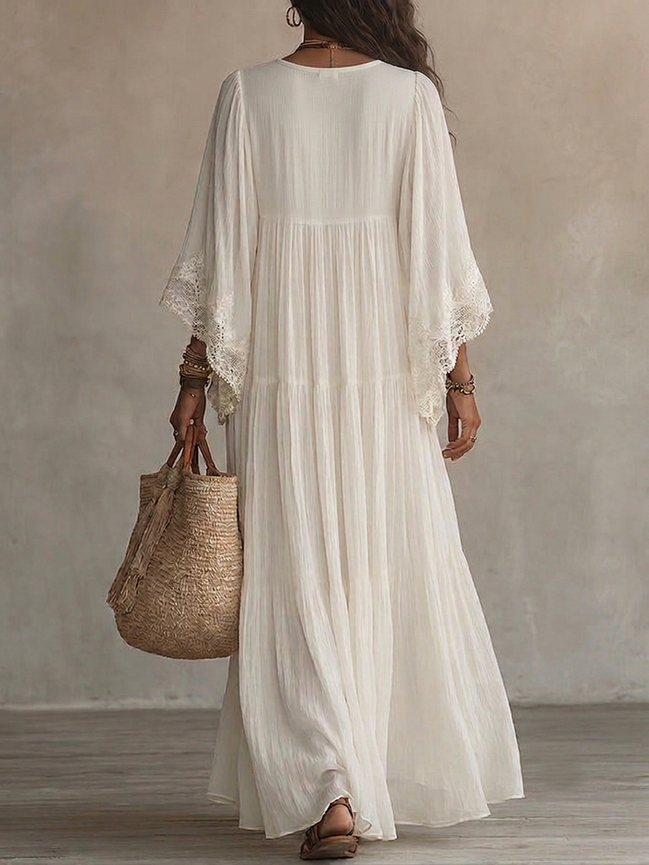 Lunara™ | Sky Blue Boho Maxi Dress