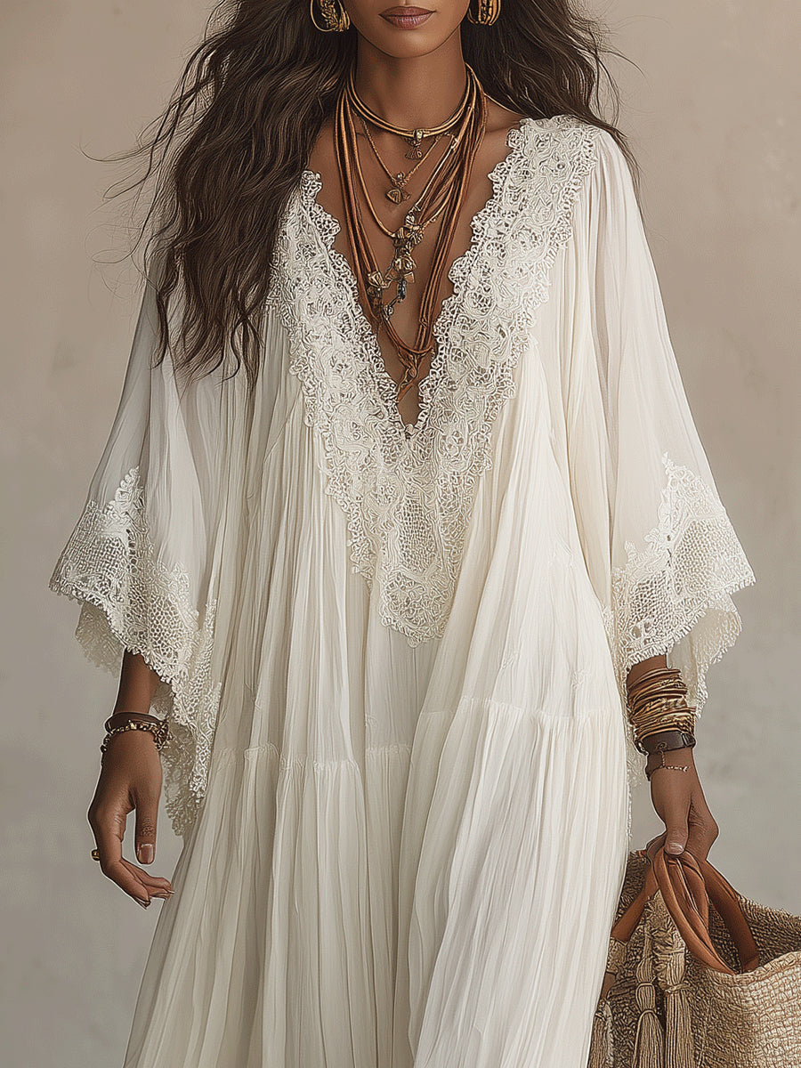 Lunara™ | Sky Blue Boho Maxi Dress