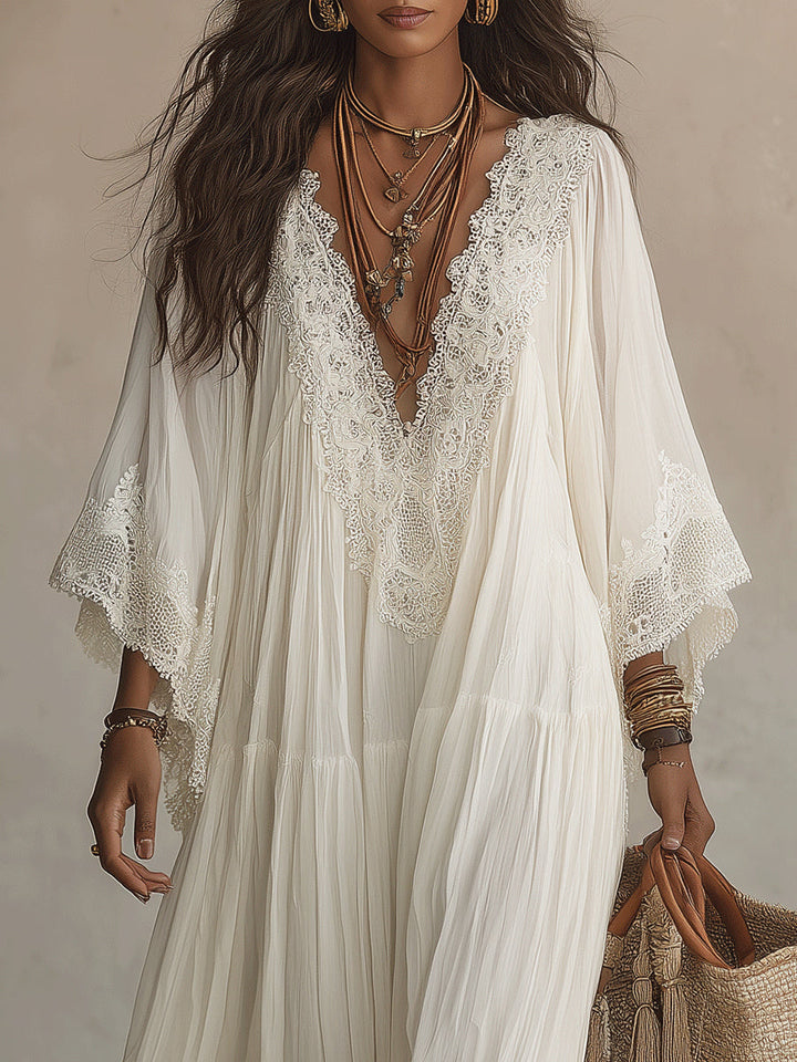 Lunara™ | Sky Blue Boho Maxi Dress