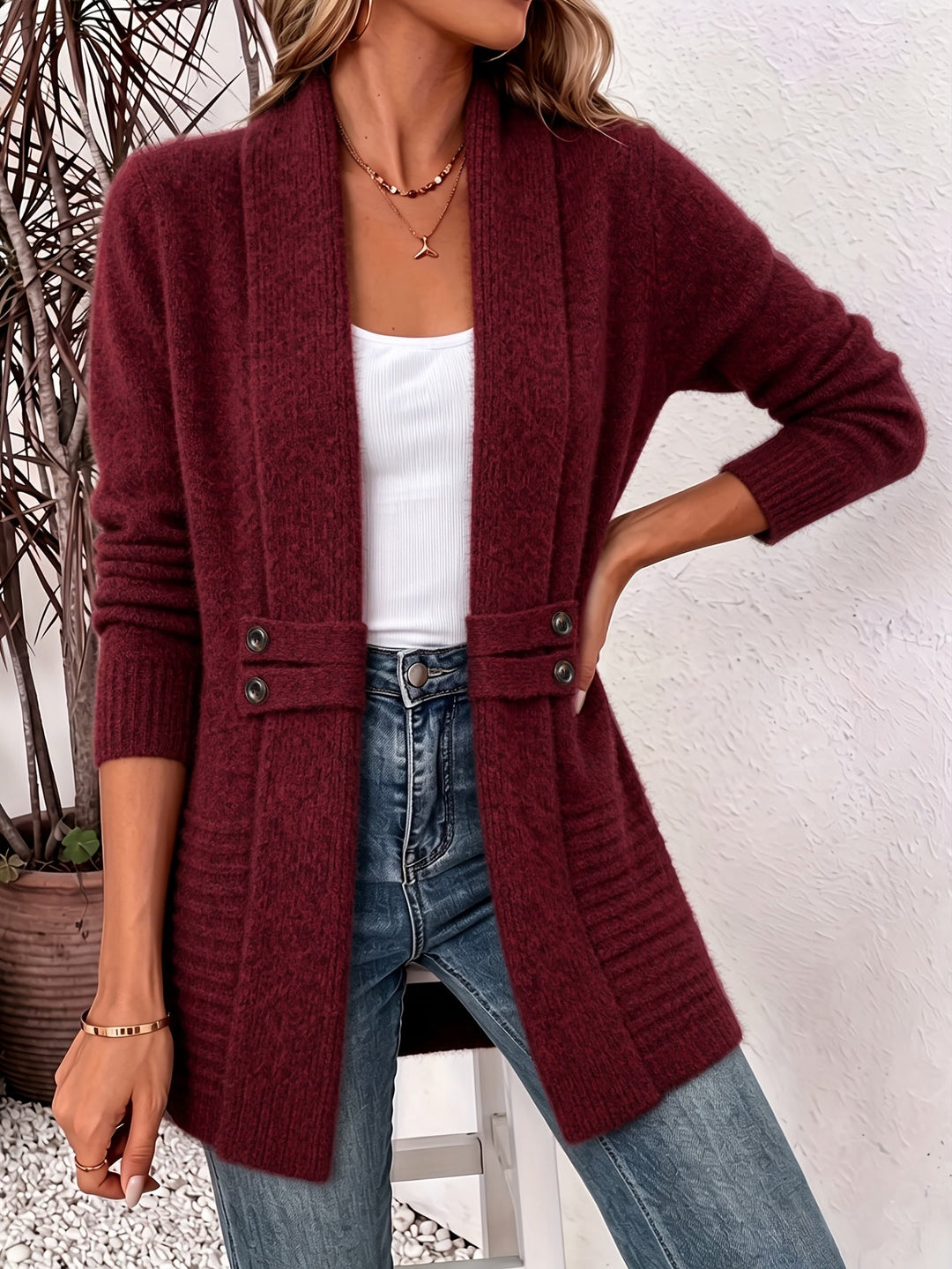 Vivian™ | Open Front Cinched Waist Cardigan
