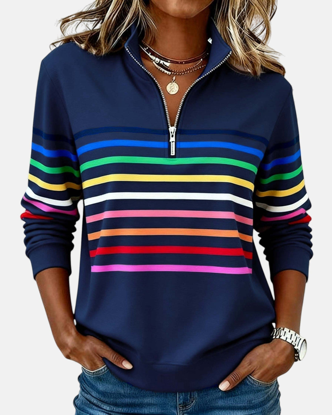 Quinn™ | Relaxed Striped Crewneck Sweater